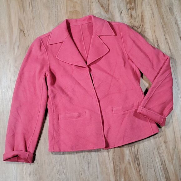 🔺️Pink Open Front Wool Blazer w/Pockets Medium - Picture 1 of 6